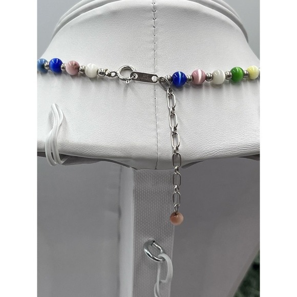 Jordan Sterling Silver 925 Beaded Multicolor Cat's Eye Necklace - Picture 8 of 13